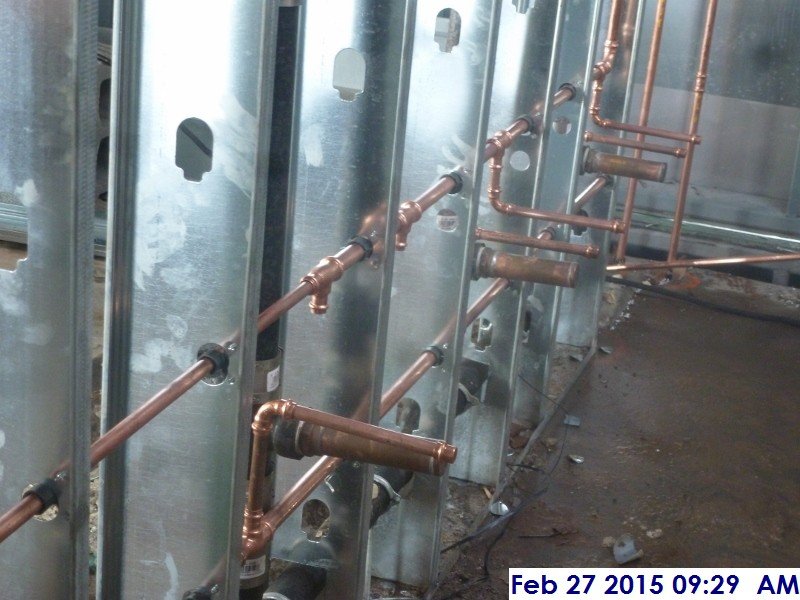Installed copper piping at the 4th floor bathroom Facing West